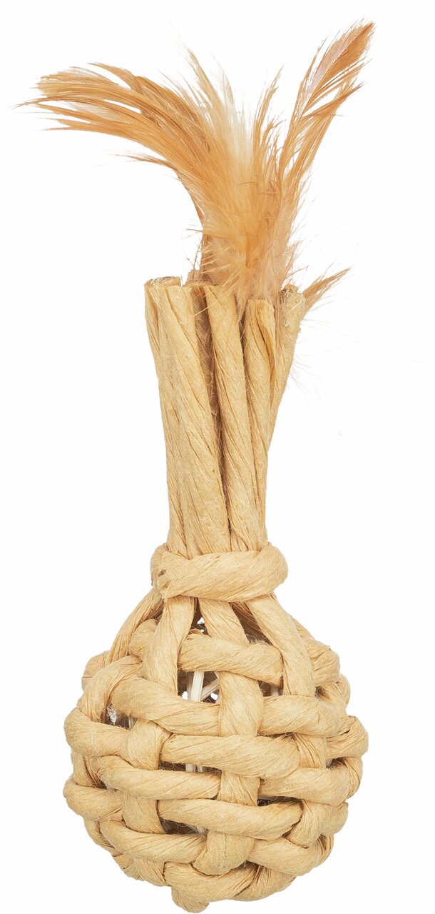 TRIXIE Katzenspielball m. Federn, Naturmaterial, fördert Spieltrieb & Bewegung, ideal f. Katzen.