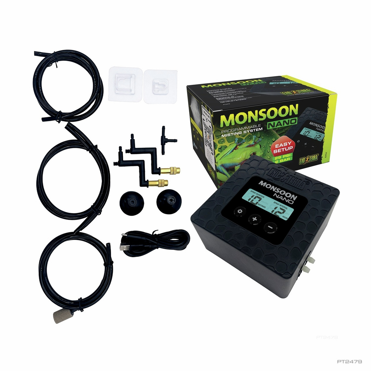 Exo Terra Monsoon Nano: programmierbares Beregnungssystem für Reptilien/Amphibien, sorgt für optimale Luftfeuchte, inkl. Zubehör.