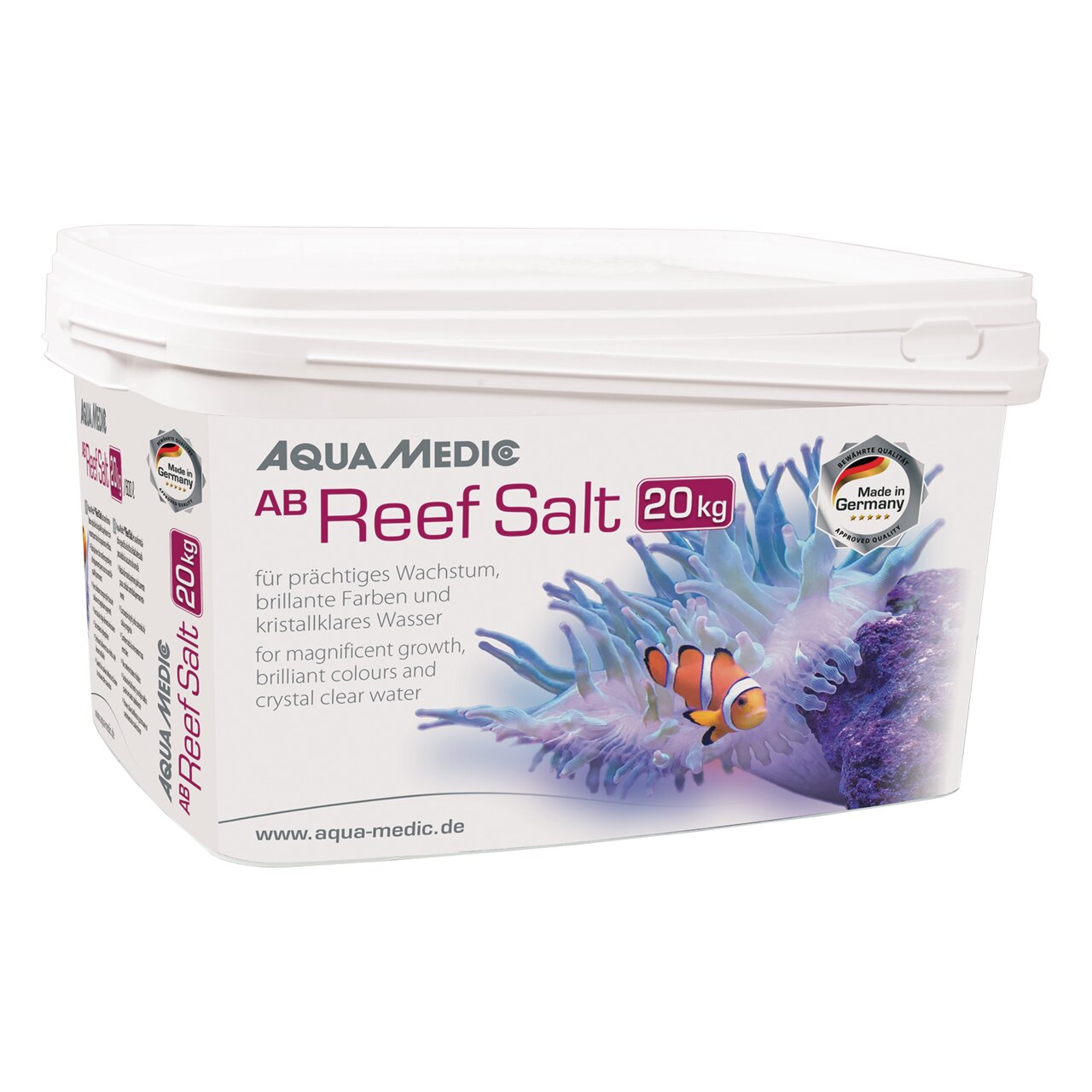 AQUA MEDIC AB Reef Salt, Meersalz für Aquarien, 20 kg, fördert Wachstum, Farben, klares Wasser, „Made in Germany“.
