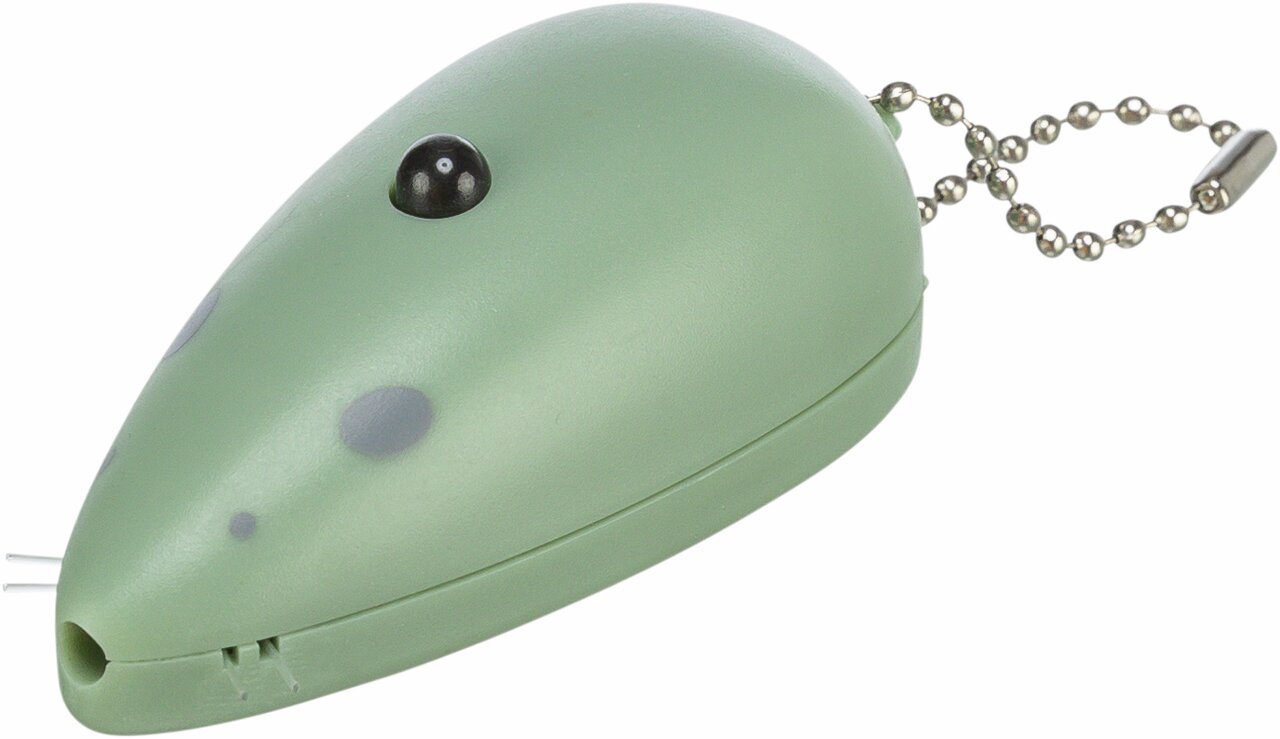 TRIXIE Spielzeug-Maus, grün, für Katzen, mit Metallkette zur Befestigung, ideal zur Beschäftigung und Jagd.
