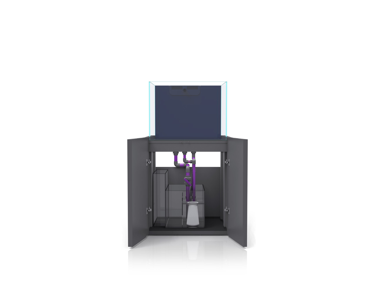 Nyos Opus 300 Aquarium-System: Komplettset für Meerwasseraquarien, modernes Design, Glasaquarium, Unterschrank, Technikbecken.