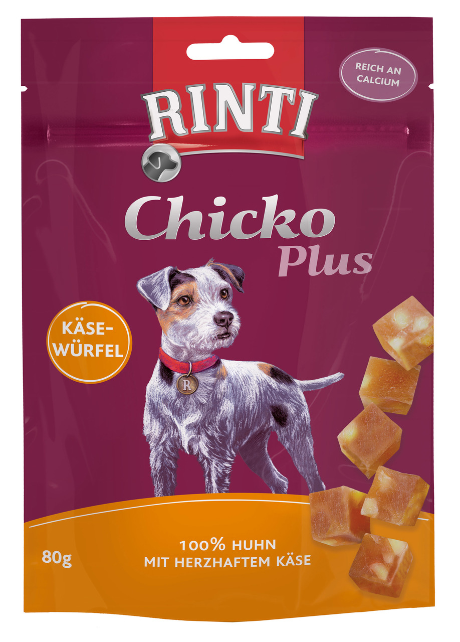 Rinti Chicko Plus Käsewürfel mit Huhn Hunde Snack 80 g