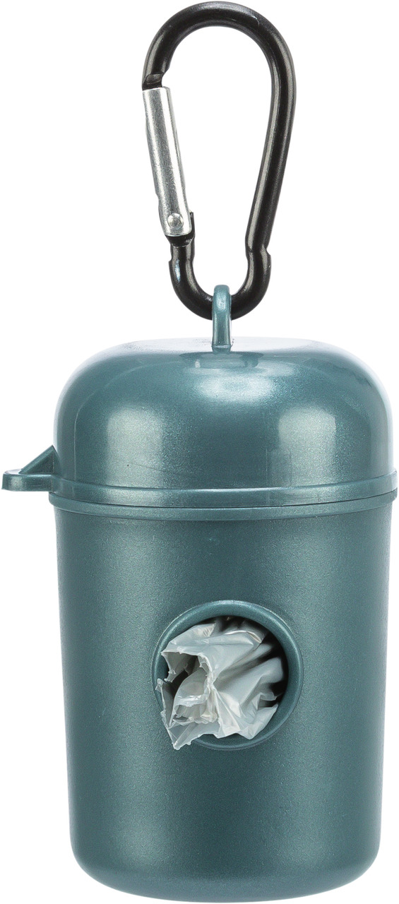 TRIXIE Kotbeutelspender für Hunde, türkis, mit Karabiner, inkl. Rolle bio-abbaubarer Beutel, hygienisch u. praktisch für unterwegs.