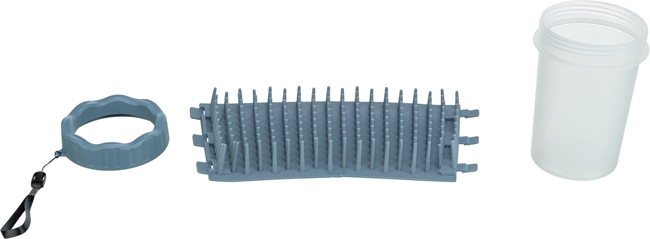 TRIXIE Pfotenreinigungs-Set für Hunde, mit Becher, grauer Bürsteneinlage & Deckel. Gründl. Reinigung nach Spaziergängen.