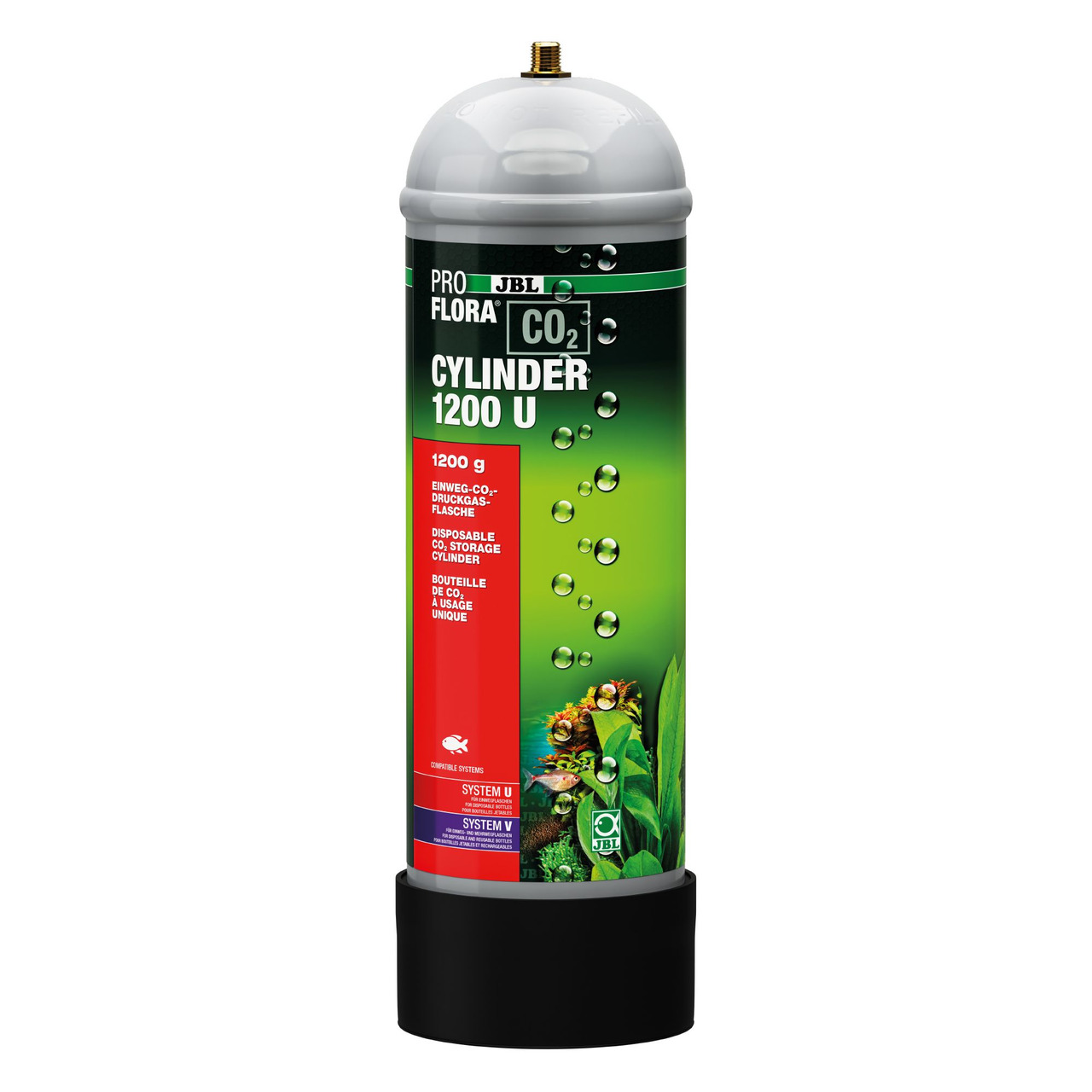 JBL ProFlora CO2-Einwegflasche 1200 U, 1200 g, für Süßwasseraquarien, fördert Pflanzenwachstum, leicht installierbar.