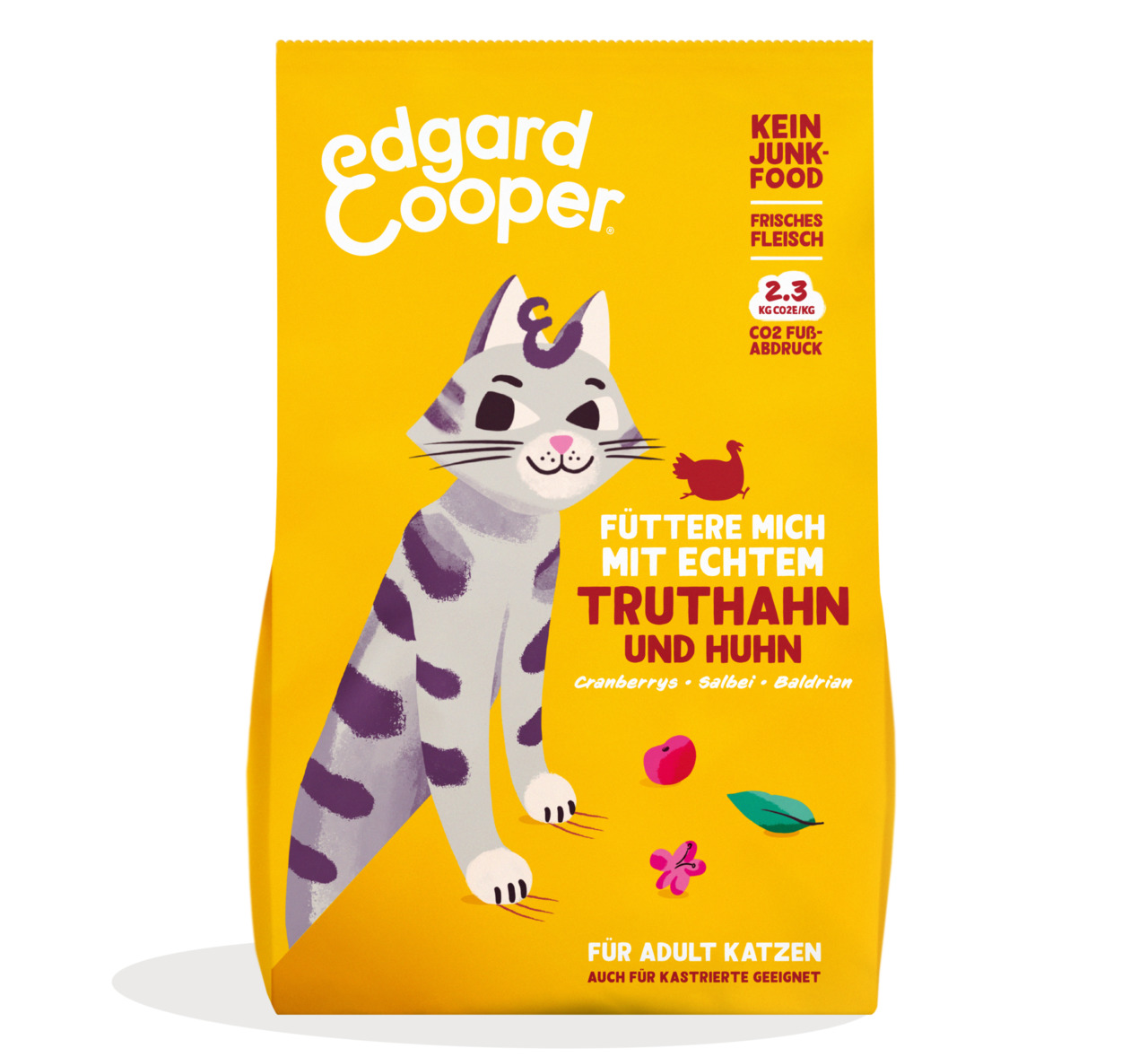 Edgard & Cooper Adult Truthahn und Huhn Katzen Trockenfutter 2 kg
