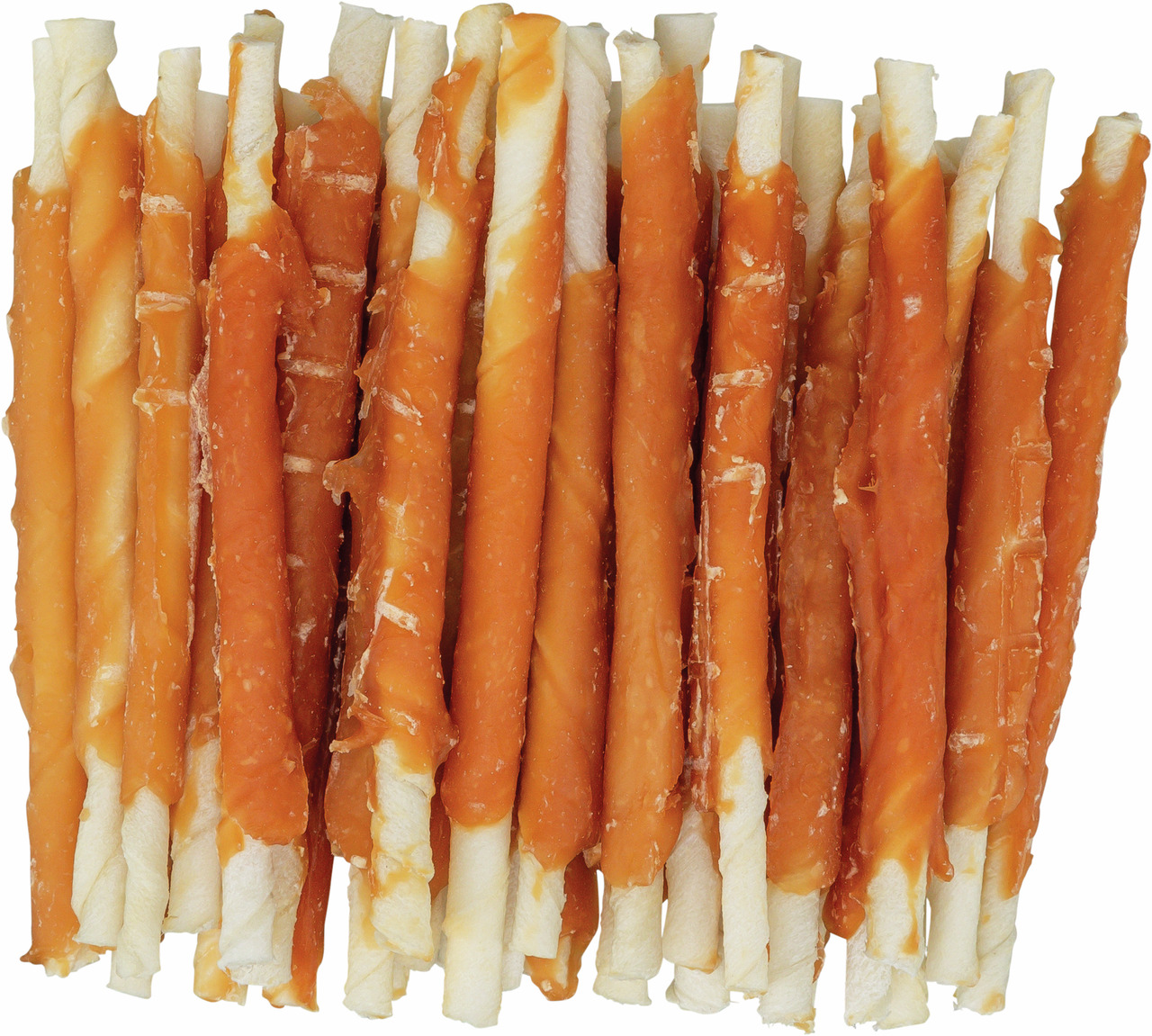 TRIXIE Kaurollen Huhn für Hunde: Rinderhaut mit Hähnchen, Snack-Belohnung, Packung mit mehreren Rollen.