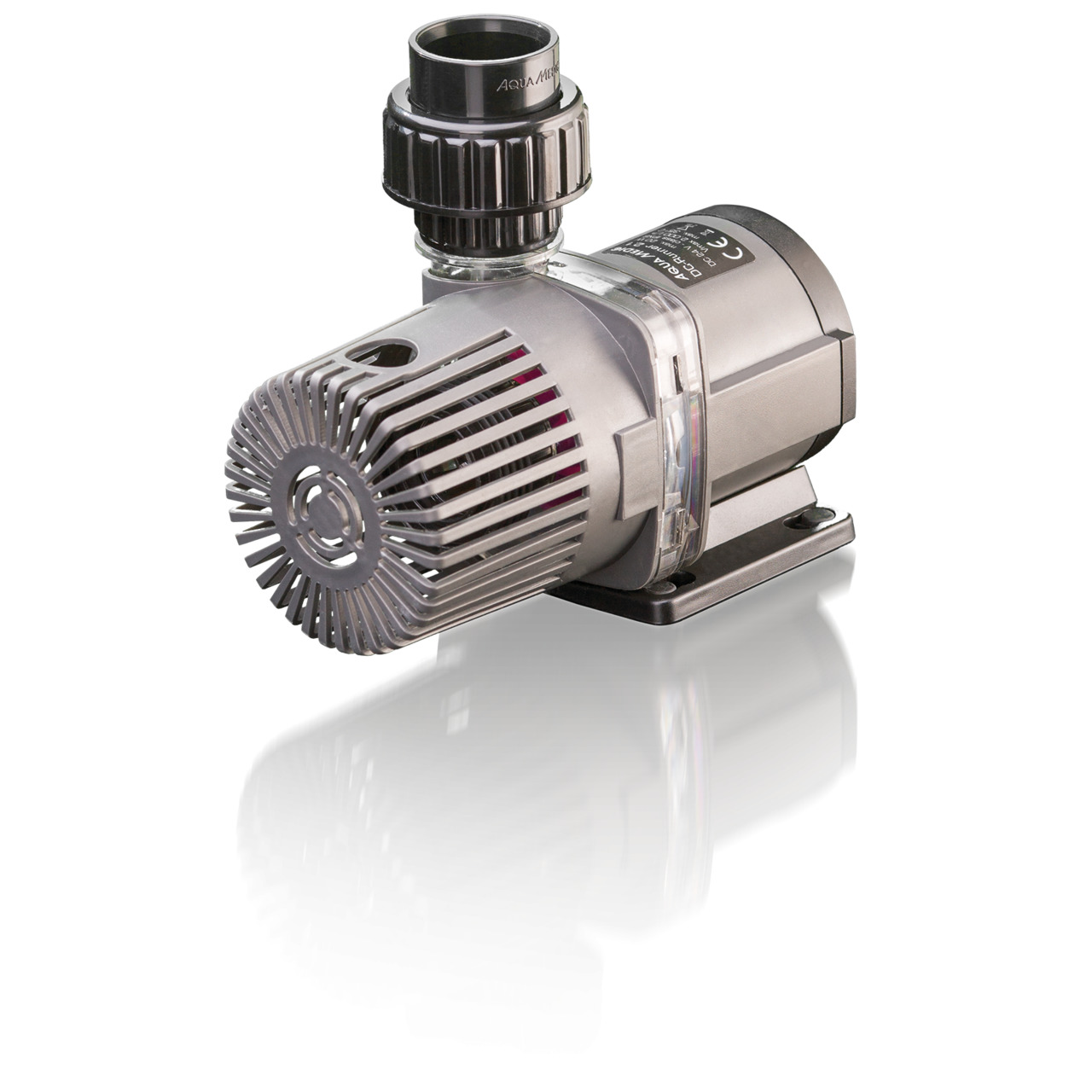 Aqua Medic DC Runner 3.2: Förderpumpe für Süß-/Meerwasseraquarien, leise, energieeffizient, robust, modernes Design, silbernes Gehäuse.