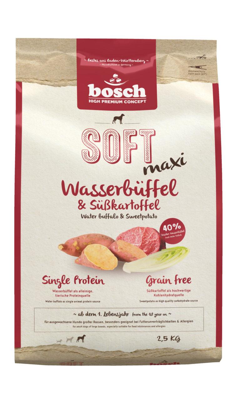 bosch SOFT Maxi Wasserbüffel & Süßkartoffel 2,5kg Hundetrockenfutter