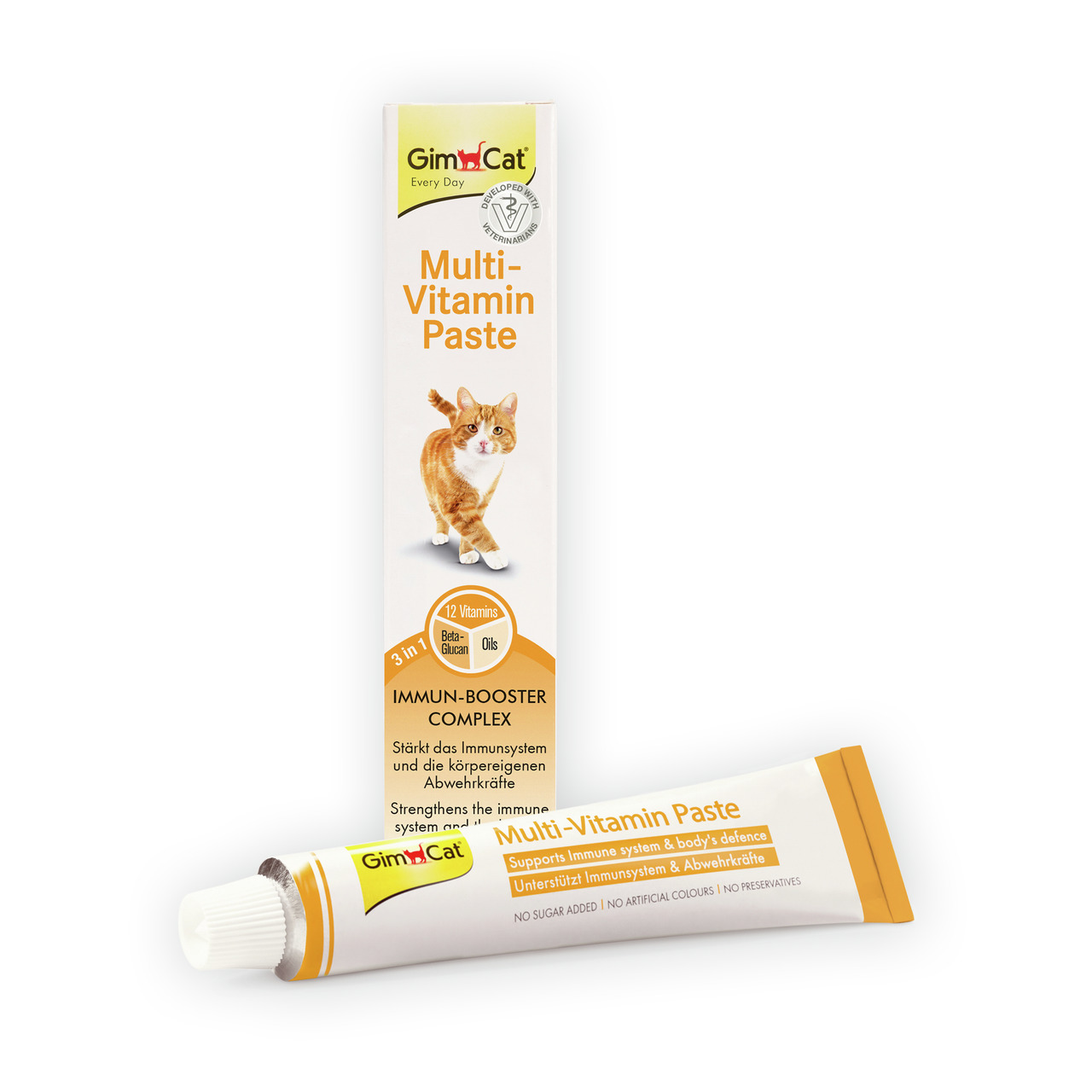 GimCat Multi-Vitamin Paste, Nahrungsergänzung f. Katzen, 12 Vitamine, Beta-Glucan, stärkt Immunsystem, 50 g.