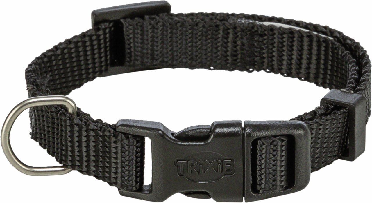 TRIXIE Hundehalsband aus robustem Nylon, verstellbar, schwarze Farbe, geeignet für Hunde, ideal für sicheren Halt.