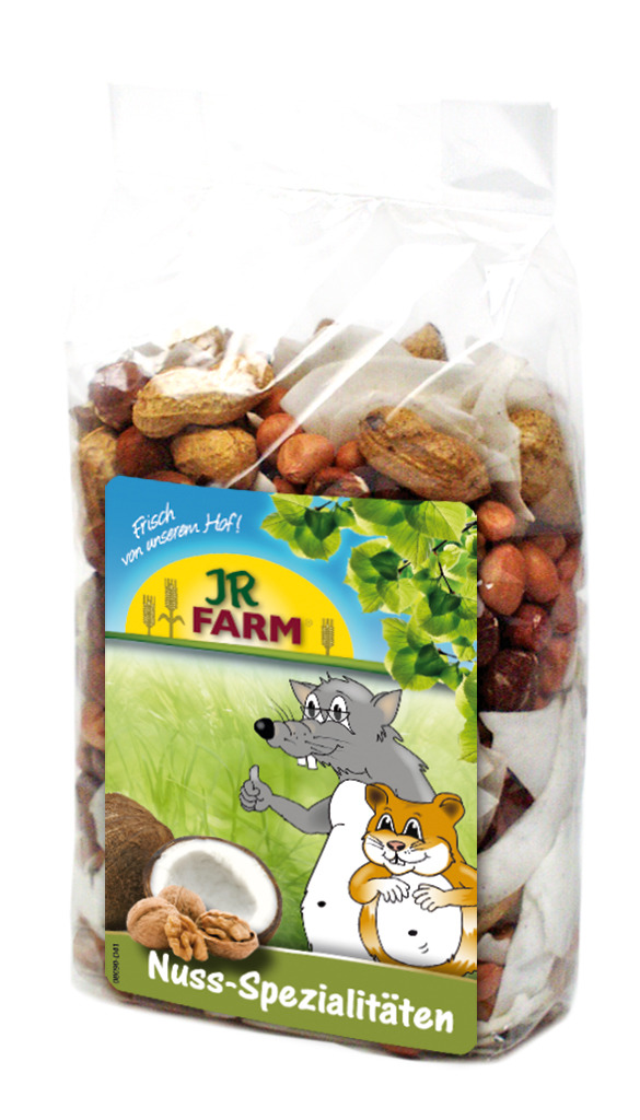 JR FARM Nuss-Spezialitäten, Snack für Kleintiere (Hamster, Mäuse), mit Nüssen, Kokos & Walnüssen, ca. 200 g.