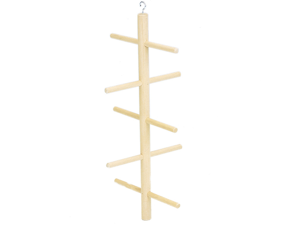 Nobby Vogelspielzeug-Holzleiter, Zubehör für Ziervögel (Wellensittiche, Kanarienvögel), naturbelassenes Holz, mit Haken, Kletterspaß.