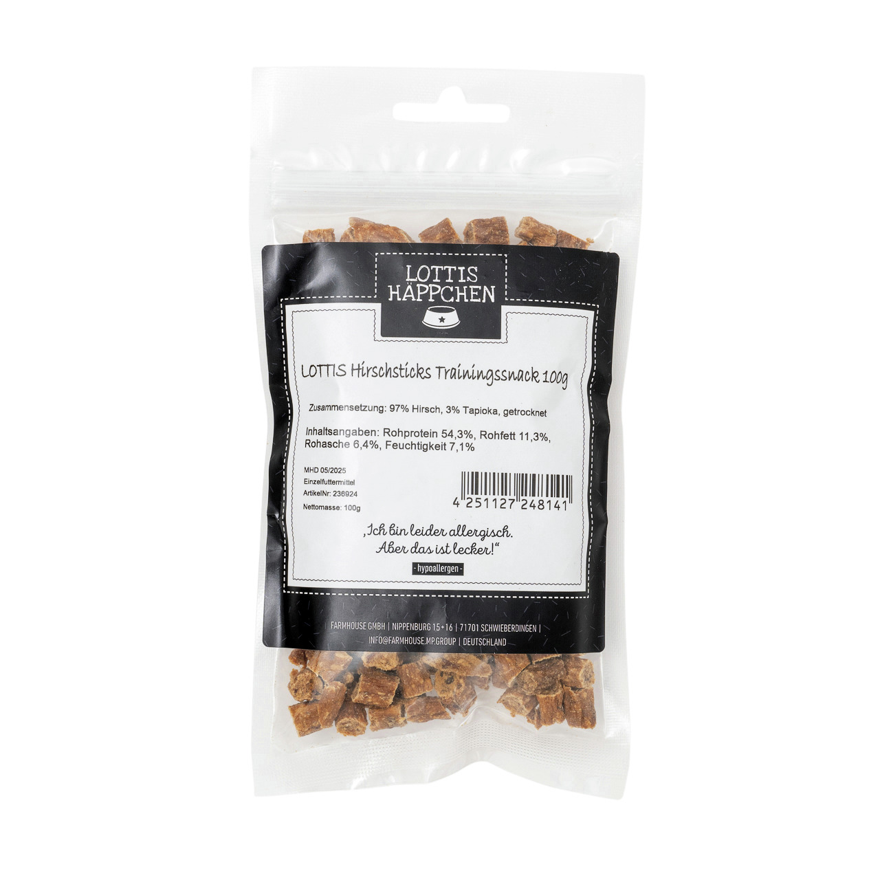 LOTTIS HÄPPCHEN Hirschsnacks Trainingssnack 100 g