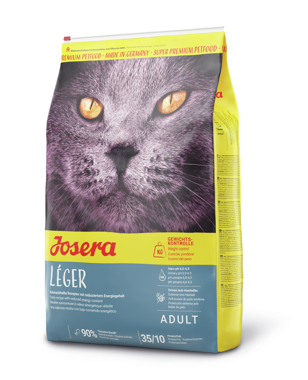 Josera Léger, Premium-Trockenfutter für ausgewachsene Katzen, Gewichtskontrolle, Haarballen-Reduktion, 6,5 kg, aus Deutschland.