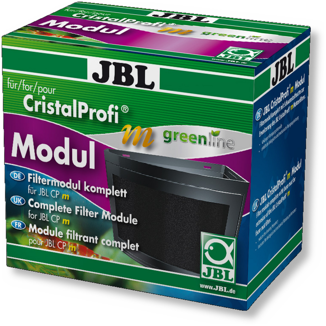 JBL CristalProfi m greenline Filtermodul, für Aquarienbesitzer, effektive Wasserfilterung, grün-violett-blau, komplettes Filtermodul.