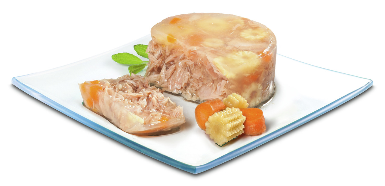 PREMIERE Katzenfutter in Gelee, für Katzen, Huhn, Karotten & Babymais, proteinreich, Einzelportion.