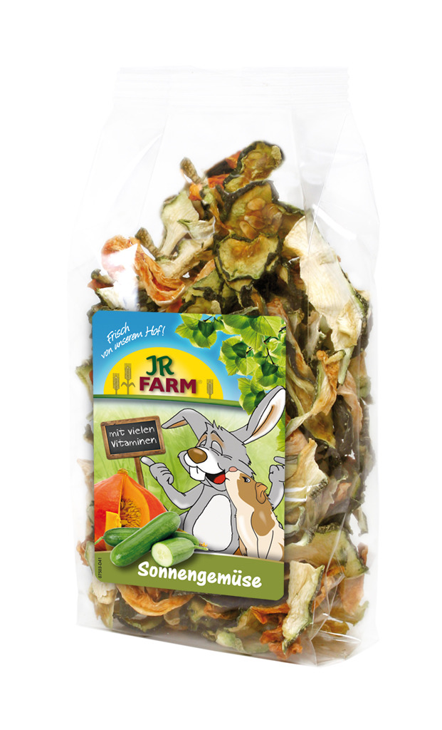 JR FARM Sonnengemüse, für Kaninchen & Meerschweinchen, mit Zucchini & Kürbis, reich an Vitaminen, 200 g.