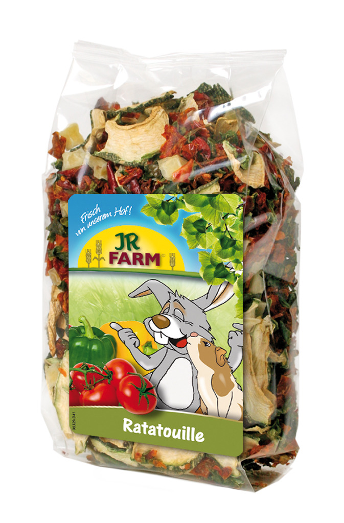 JR FARM Ratatouille, Futtermischung für Kaninchen & Meerschweinchen, mit Tomaten, Paprika & Zucchini, 200 g.