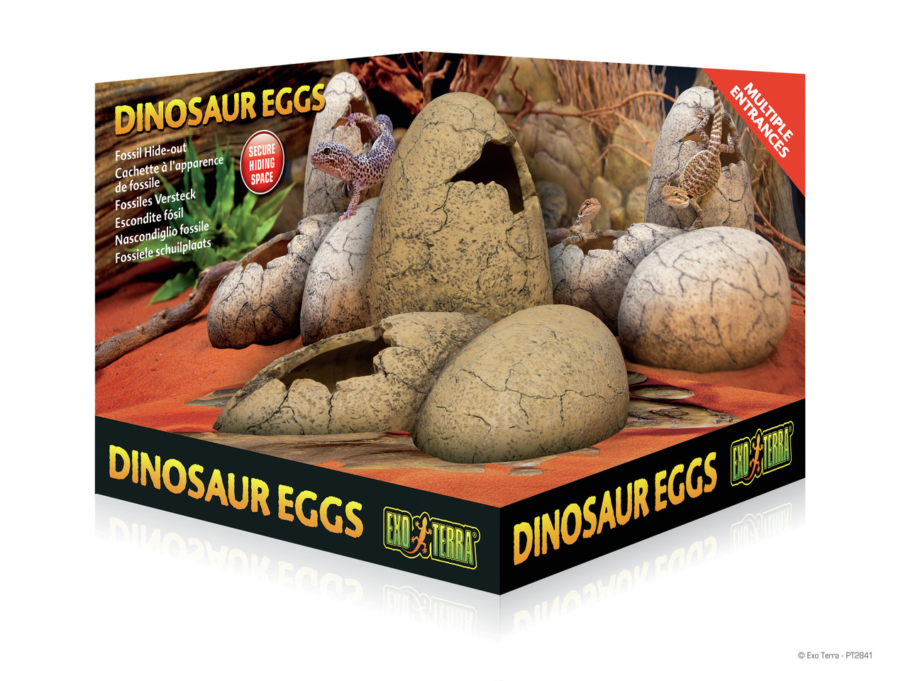 Exo Terra Dinosaur Eggs Fossiles Versteck, für Reptilien/Amphibien, dekorativ, sicherer Versteckplatz, mehrere Eingänge, für Terrarien.
