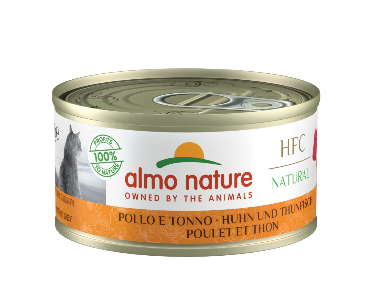 Almo Nature HFC Natural Katzenfutter, Huhn & Thunfisch, 100 % natürl. Zutaten, 70 g.