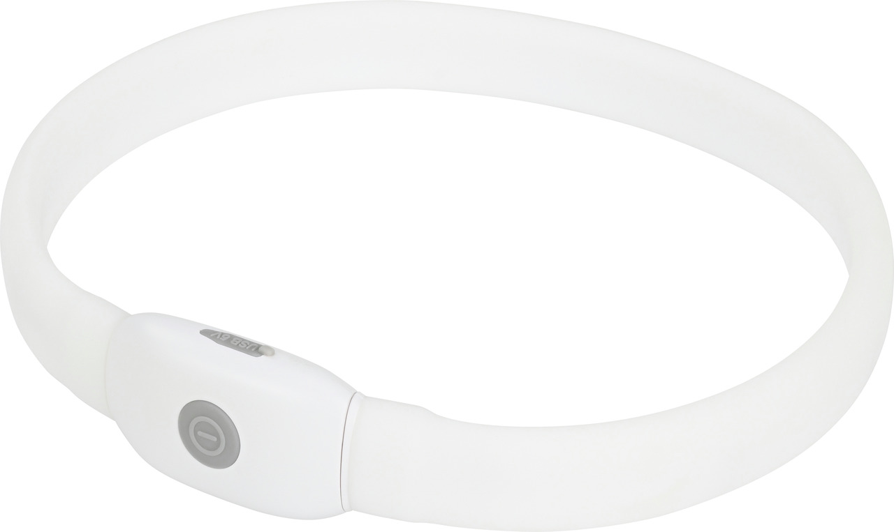 AniOne LED-Leuchthalsband für Hunde, Weiß, flexibel, USB-aufladbar, für alle Größen, Sichtbarkeit & Sicherheit, anpassbar.