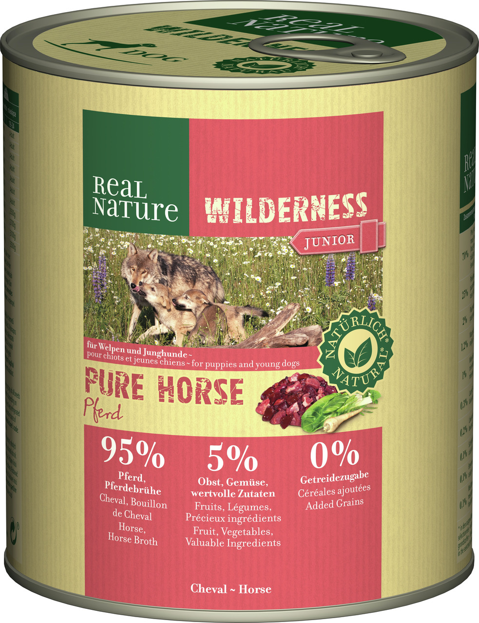 REAL NATURE WILDERNESS Junior Pure Horse, Welpen/Junghunde, Pferd, 95 % Pferd, 0 % Getreide, 400 g.