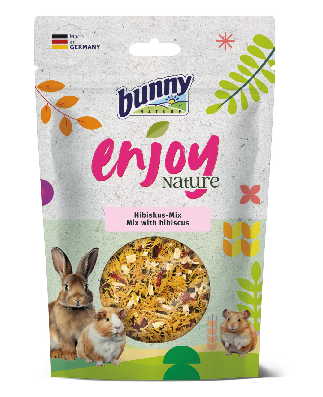 Bunny Nature Enjoy Nature Hibiskus-Mix, 100 g, für Kaninchen, Meerschweinchen & Hamster, gesunde Futtermischung, Made in Germany.