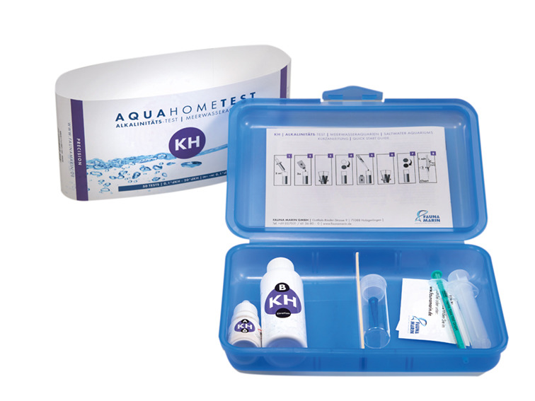 Fauna Marin AquaHomeTest KH, Testkit für Meerwasseraquarien, misst Alkalinität, inkl. Reagenzien, Spritze, Messgefäß, Anleitung.