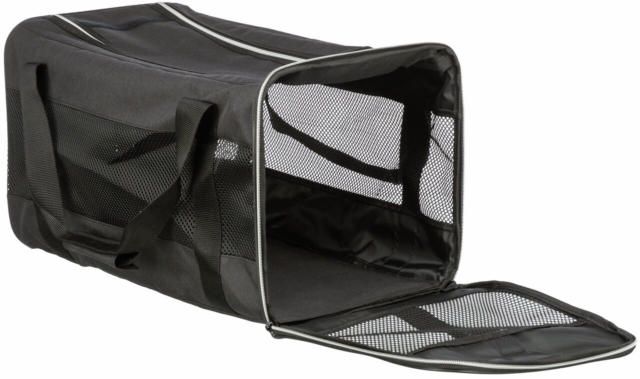 TRIXIE Transporttasche Ryan, schwarz, für kl. Hunde & Katzen, Netzfenster, Tragegriffe, Reißverschluss, faltbar, ideal für Reisen.