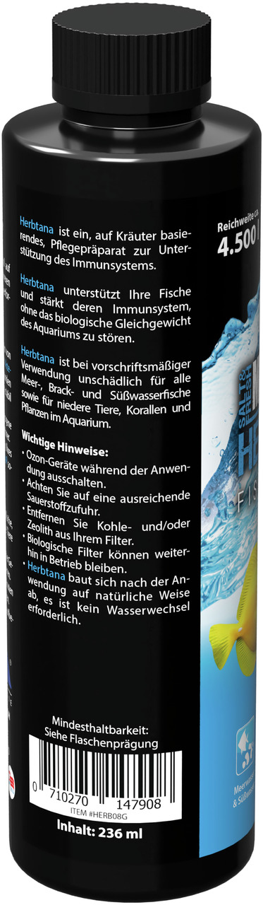 MICROBE-LIFT Herbtana, Pflegepräparat für Meer-, Brack- & Süßwasserfische, stärkt Immunsystem, 236 ml, reicht für 4.500 l.