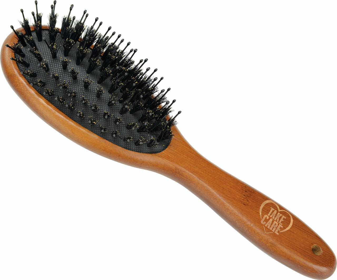 Holzbürste "Take Care" für Hunde & Katzen, ergonom. Holzgriff, schwarzer Borstenkopf, sanfte Fellpflege, langlebig.