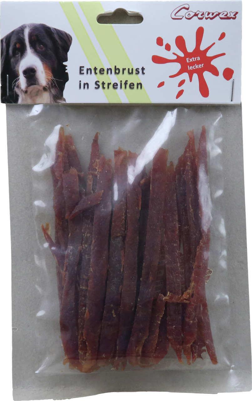 Corwex Entenbrust in Streifen Hunde Snack 70 g