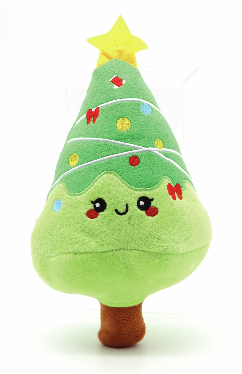 Plüsch-Spielzeug von CROCI in Tannenbaum-Form, für Hunde, Material weich, mit Gesicht. Größe: ca. 20 cm hoch, grün.