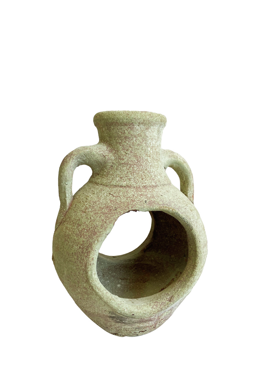 Sydeco Amphoren-Deko für Aquarien, steinartiges Material, grün/rot, mit Griffen & Verstecköffnung für Fische.