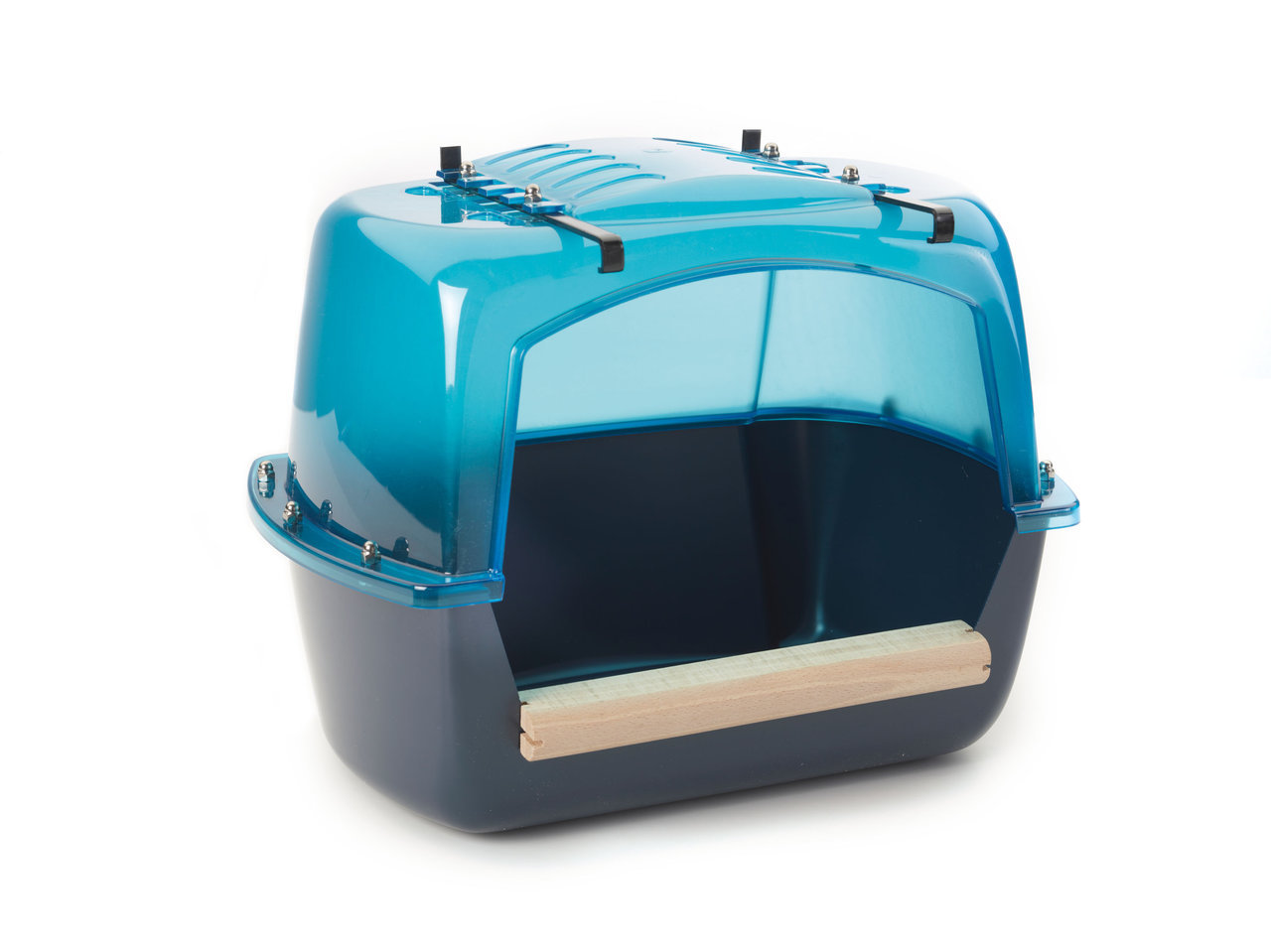 SAVIC Splash Giant Badehaus, für größere Vögel (z.B. Wellensittiche), robust, Blau/Türkis, mit Holzstange, fördert Hygiene & Wohlbefinden.