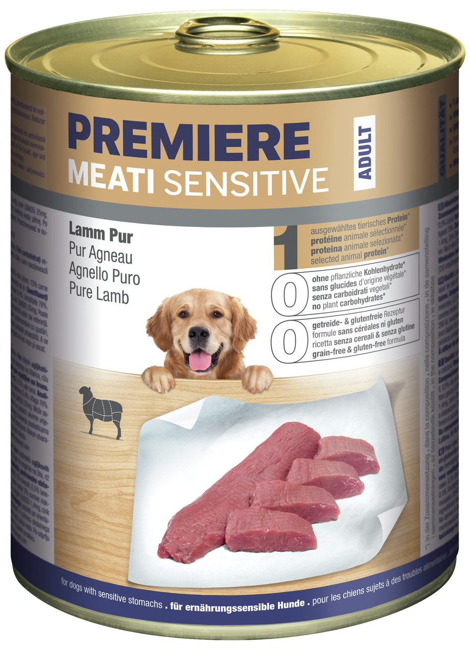 PREMIERE Meati Sensitive Adult, Hunde, Lamm Pur, 400 g, getreide- & glutenfrei, tierisches Protein, für empfindl. Magen.