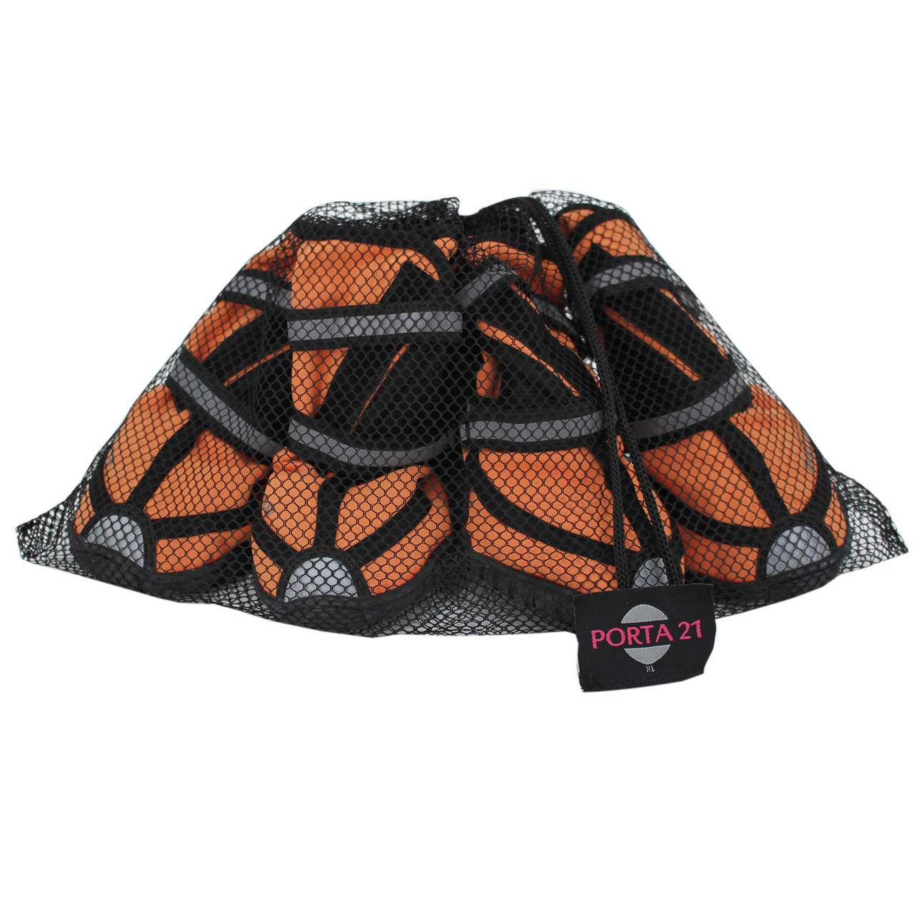 PORTA 21 Hundeschuhe, orange, Schutz f. Pfoten (z. B. heißer Asphalt), reflekt. Streifen, Komfort+Sicherheit, im schwarzen Netzbeutel.