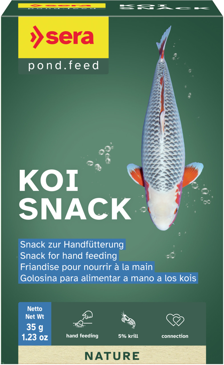 sera pond.feed KOI SNACK: Snack zur Handfütterung für Koi-Fische, 5 % Krill, 35 g.
