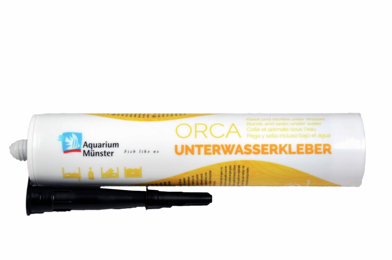 ORCA Unterwasserkleber von Aquarium Münster, 290 ml, für Aquarien-Teiche, dichtet zuverlässig ab, speziell für Unterwasser-Einsatz.
