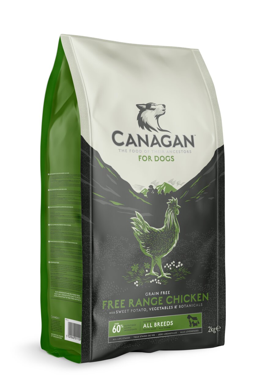 Canagan Free Range Chicken Hundefutter für Hunde aller Rassen, Geschmack Huhn, getreidefrei, mit Süßkartoffel, 2 kg