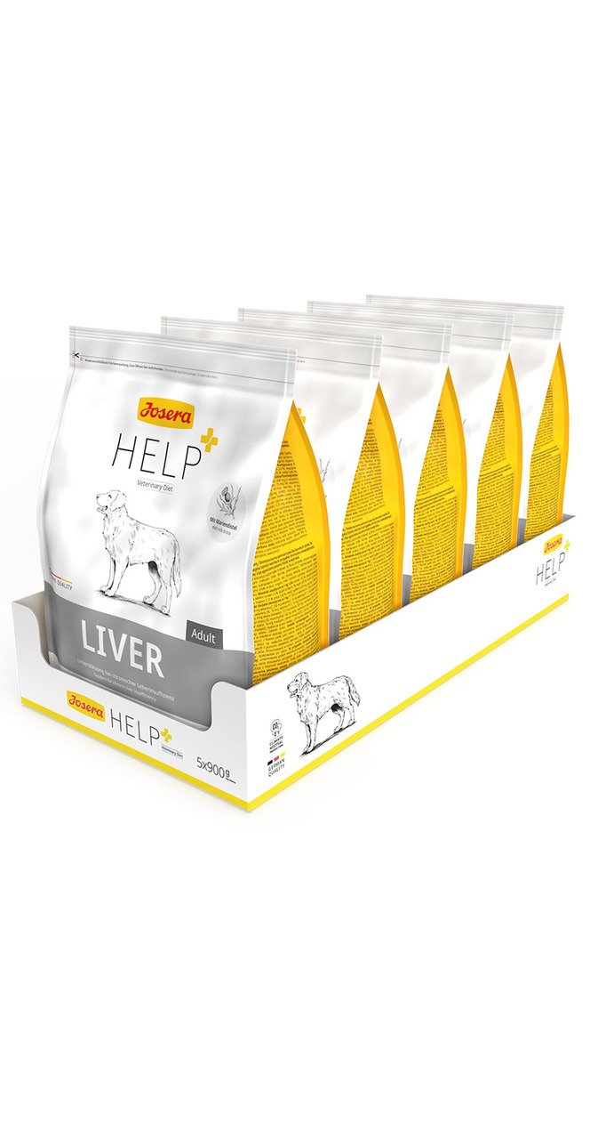 Josera HELP Liver, Diätfutter f. erw. Hunde, unterstützt Leberfunktion, 5x900g, Geschmacksrichtung nicht angegeben.