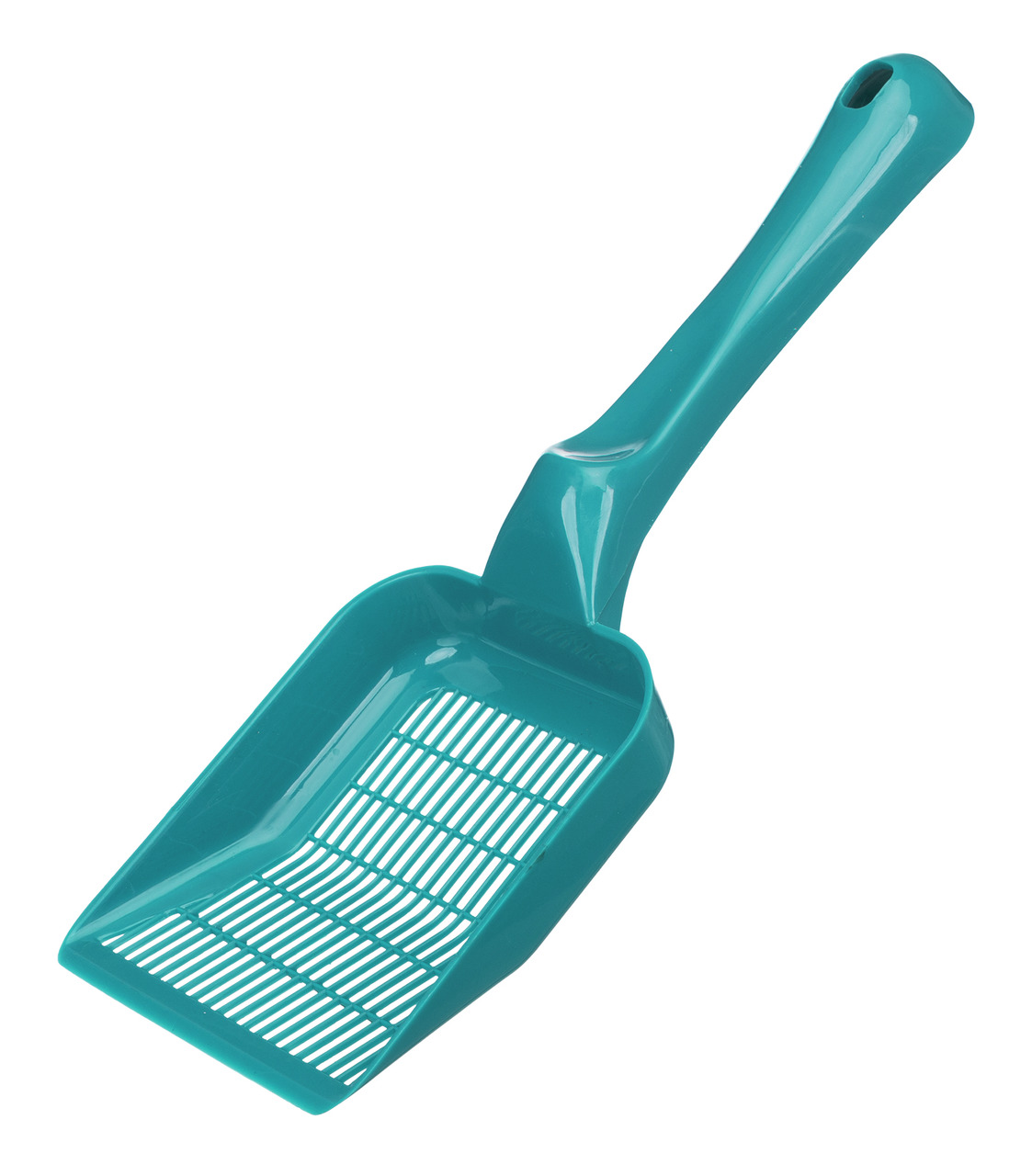 TRIXIE Katzentoilettenschaufel, türkis, für Katzenhalter, robust, feine Schlitze für klumpende Streu, ergonomischer Griff, Kunststoff.