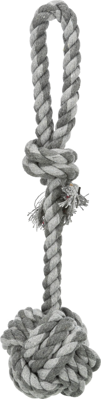 TRIXIE Hundespielzeug, Baumwolltau, Schlaufe+Knotenball, für alle Hunde, Zahnpflege+Spielspaß, ca. 50 cm, nachhaltig+langlebig.