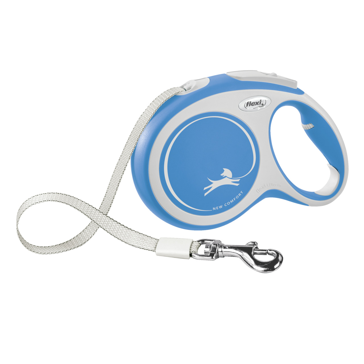 Flexi New Comfort Rollleine, blau, für Hunde, ergonom. Griff, stabiles Seil m. Karabiner, ideal für Spaziergänge, Bewegungsfreiheit.