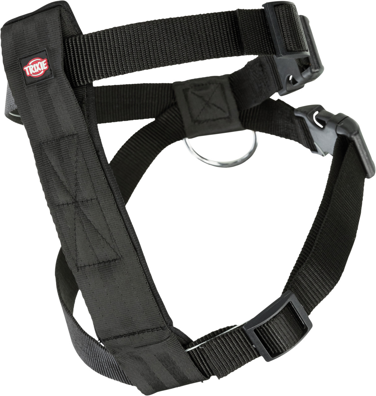 TRIXIE Premium Touren-Geschirr, für Hunde aller Größen, robustes Nylon, gepolstert, verstellbar, Metallring, ideal für Outdoor, schwarz.