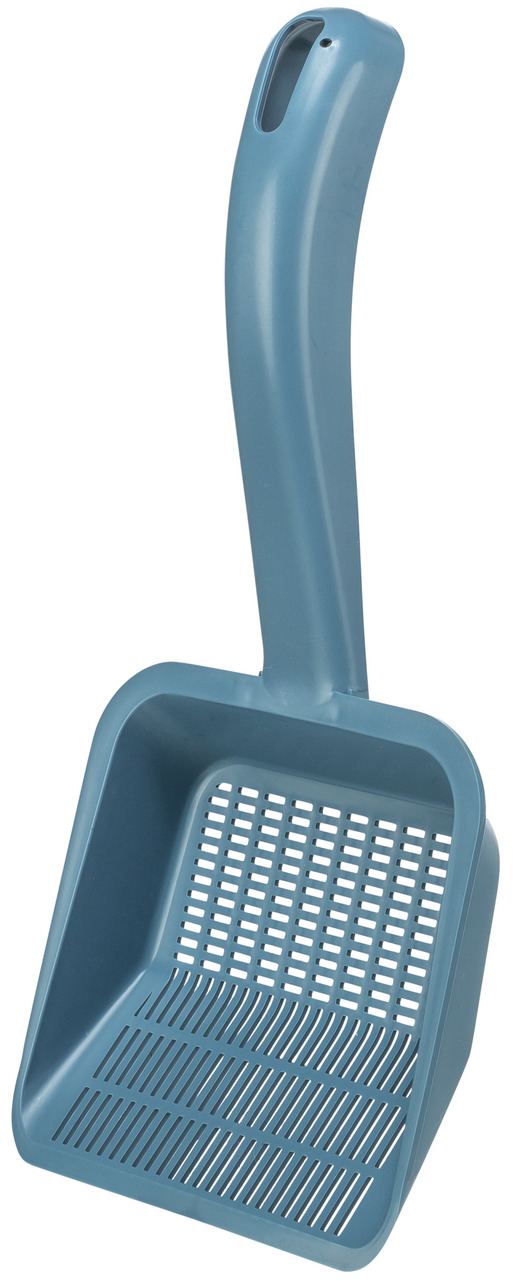 TRIXIE Katzentoilettenschaufel, blau-grau, für Katzenbesitzer, ergonom. Griff, robuster Kunststoff, für feines-mittleres Streu.