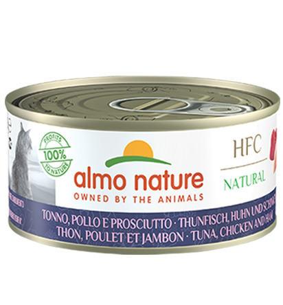 Almo Nature HFC Natural Thunfisch, Huhn und Schinken Katzen Nassfutter 150 g
