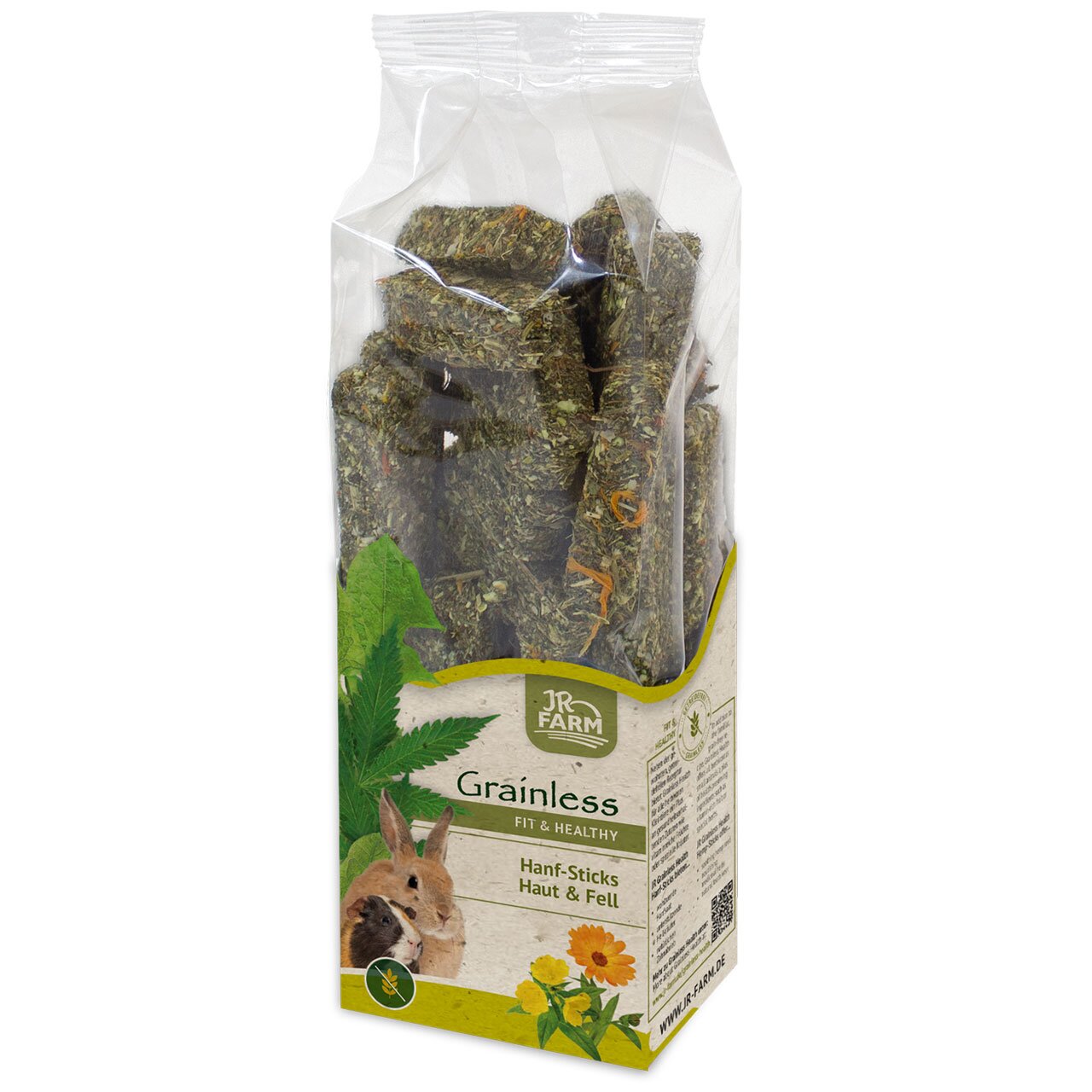 JR FARM Grainless Hanf-Sticks für Kleintiere, unterstützt Haut & Fell, ohne Getreide, Inhalt: 125 g, fit & healthy!
