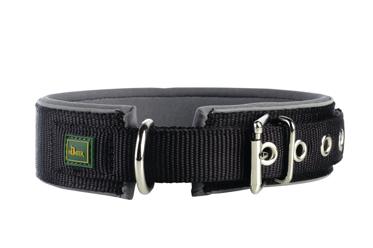 Hundehalsband HUNTER Neopren, für alle Hunde, Nylon+Neopren, Metallverschluss+D-Ring, ideal täglich.